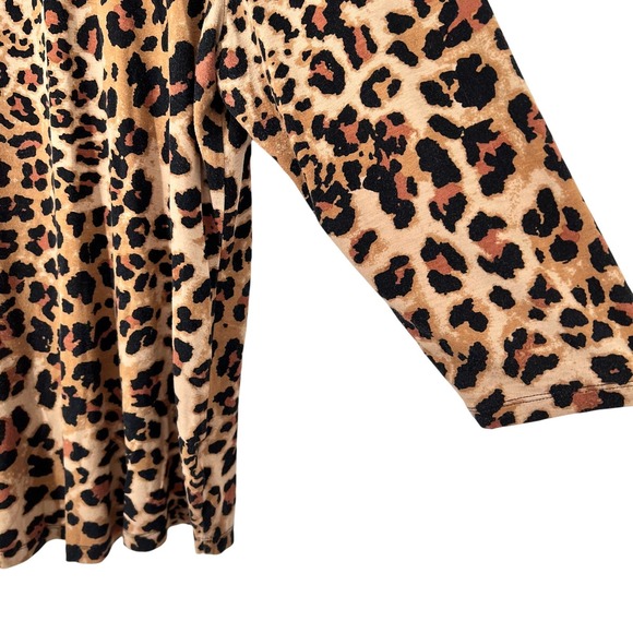 JM Collection Sz XL Leopard Print Brown Stretchy Blouse Shirt Top Lounge Cozy - Picture 6 of 8